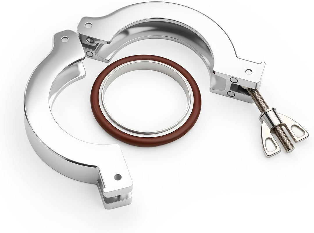 2 Stück KF50 Aluminium-Vakuumklemme + KF Edelstahl-Zentrierring mit O-Ring, KF50
