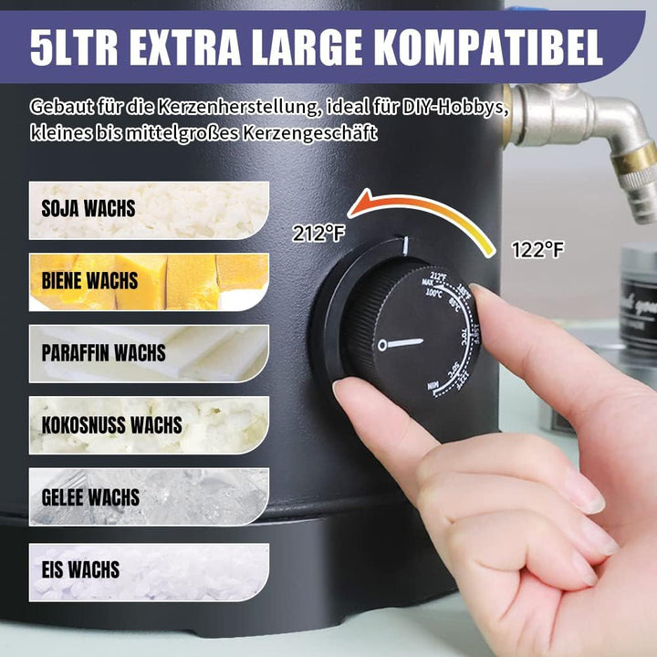 TOAUTO WMF-5L Kerzenherstellung Kit, DIY Kerzen Selber Machen Set Inklusive Docht, wachsschmelzer, D