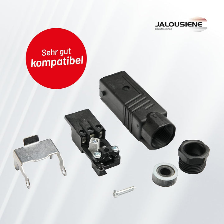 Hirschmann-Kupplung Stecker-Set für Jalousien, Markisen, Rollläden. 230 V. STAS 3 + STAK 3