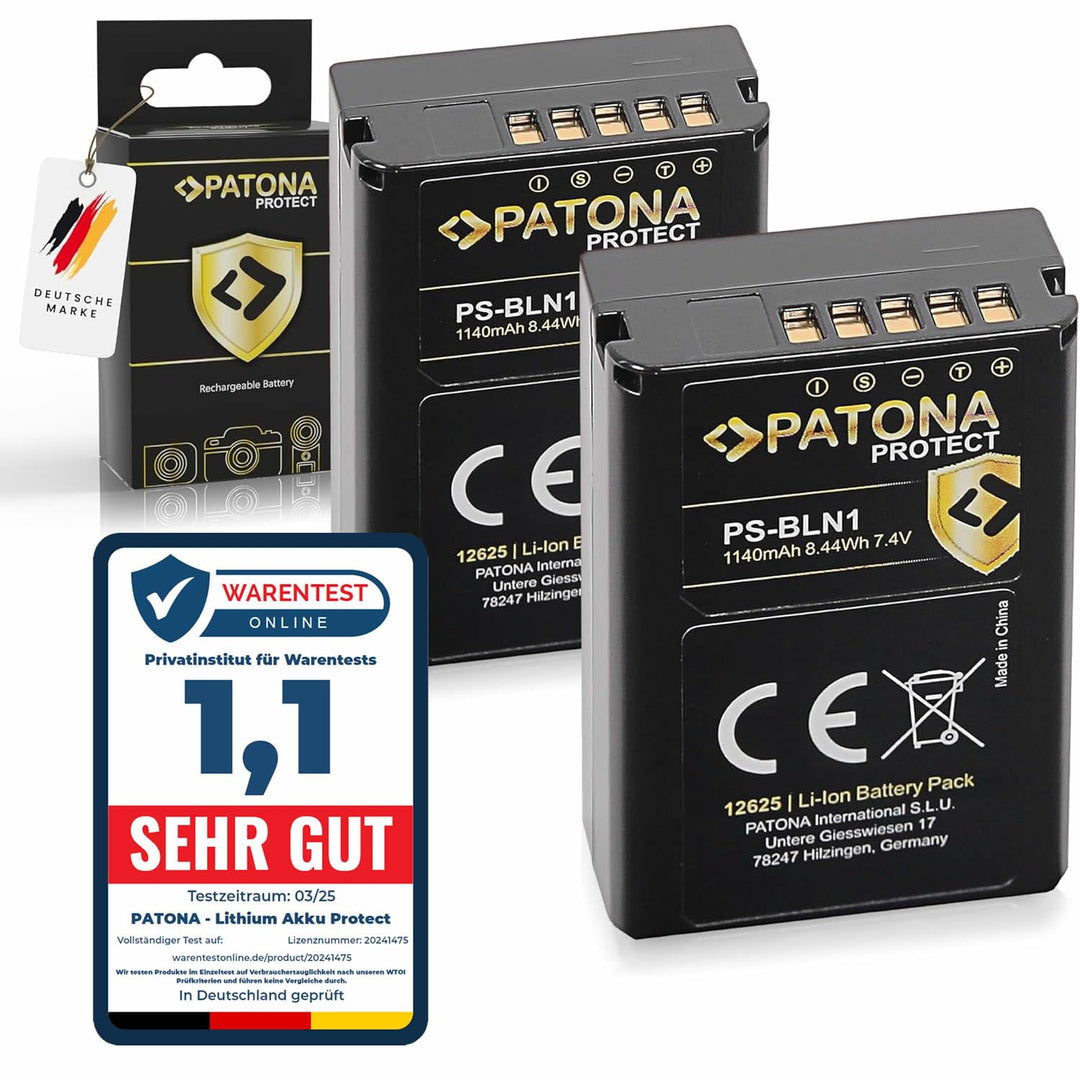 PATONA 2X Protect PS-BLN-1 Akku 1140mAh Ersatzakku kompatibel mit Olympus OMD OM-D E-M1 EM1 E-M5 EM5