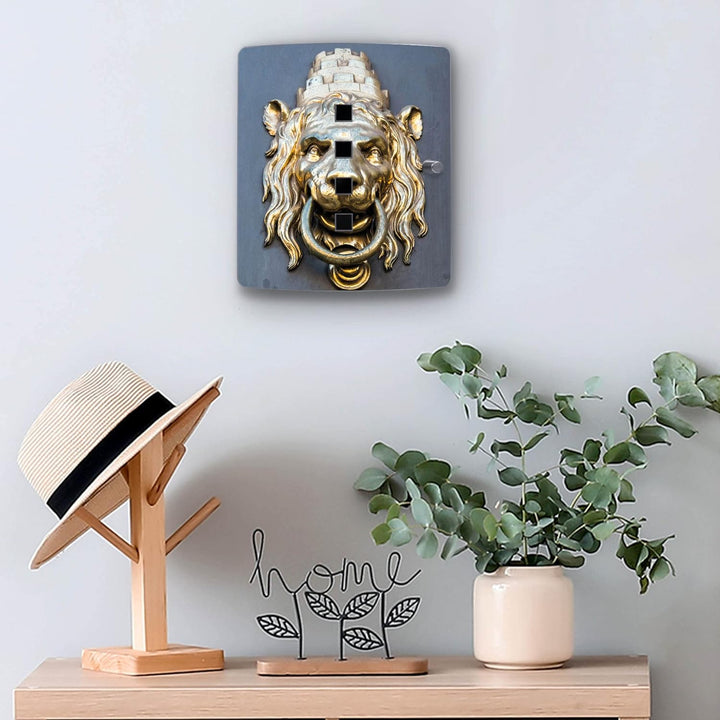 banjado® Design Schlüsselkasten aus Edelstahl Motiv Türklopfer Löwe für 10 Schlüssel - Schlüsselschr