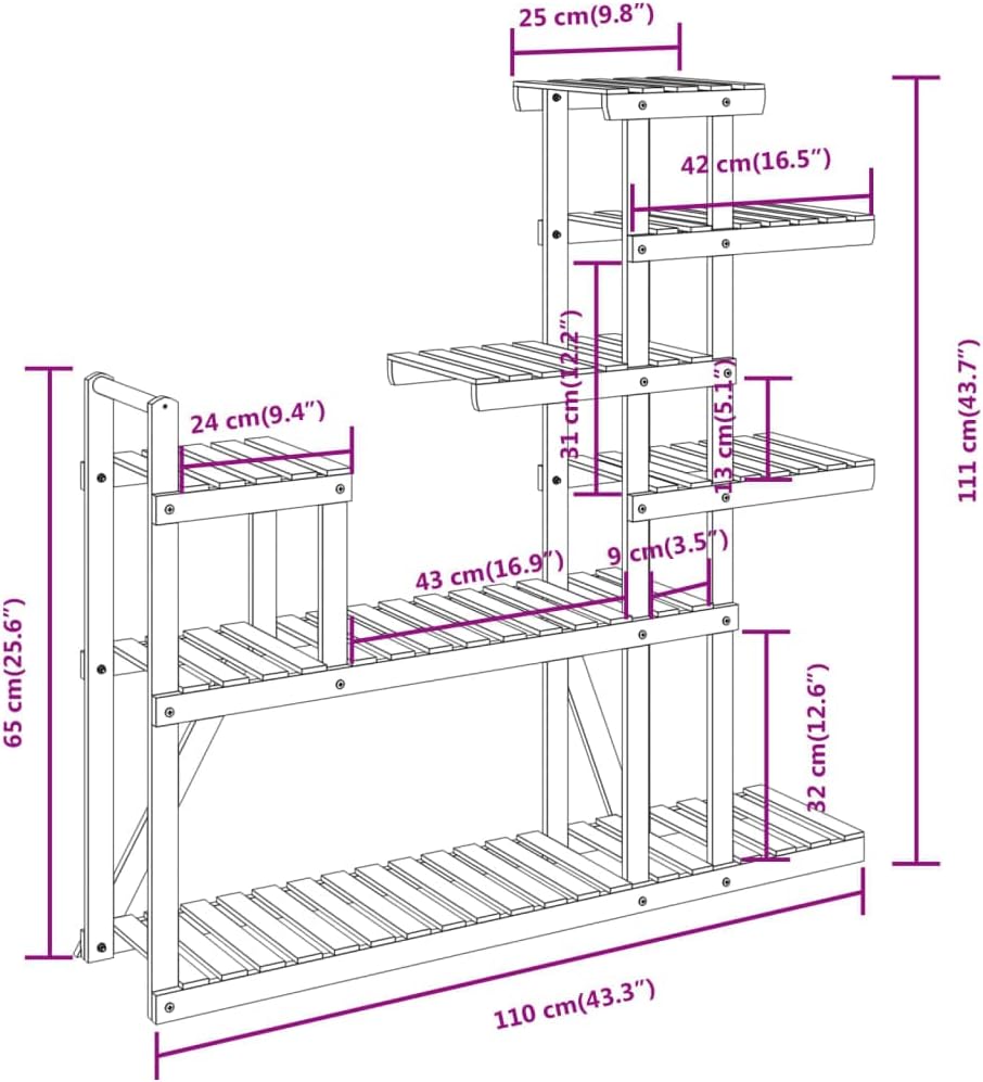 vidaXL Blumenständer, Pflanzenregal Holz, Blumenregal für Wohnzimmer Balkon Terrasse, Pflanzenstände