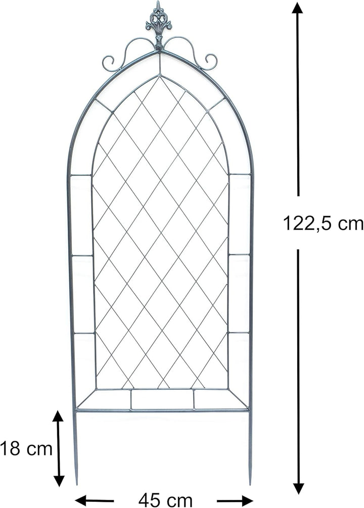 DanDiBo Rankhilfe Metall Rankgitter 120 cm Grau 96193 Kletterhilfe Bodenstecker Blumenhalter Ranksäu