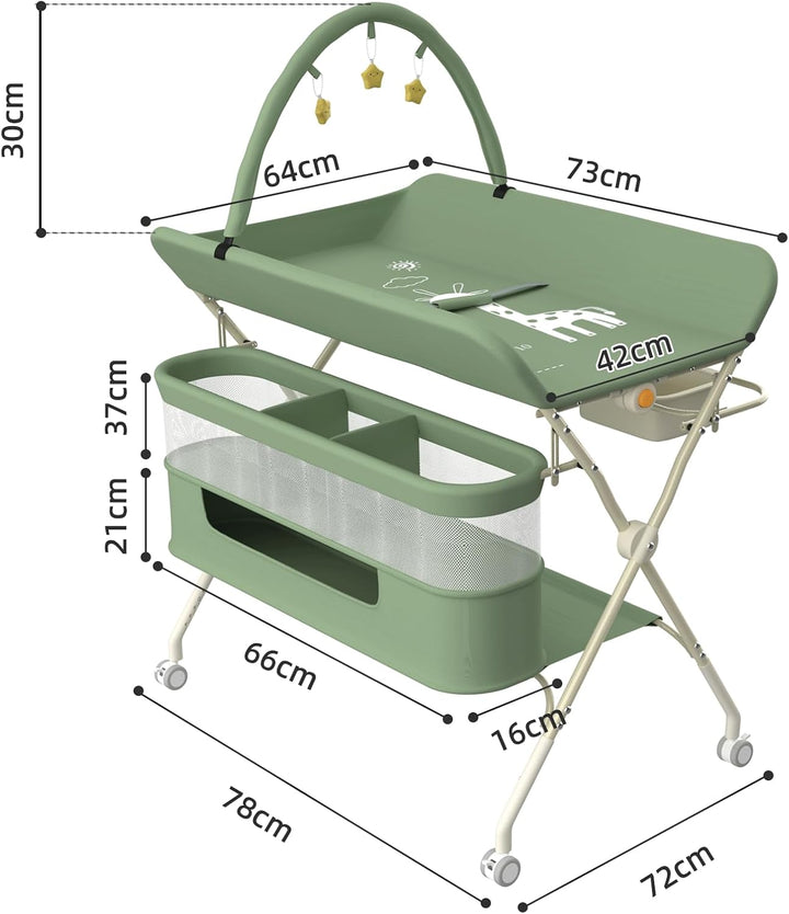 OHMG Baby Wickelkombi Mobiler Bade-Wickeltisch faltbar,klappbare Wickelkommode mobiler,Wickeltisch m
