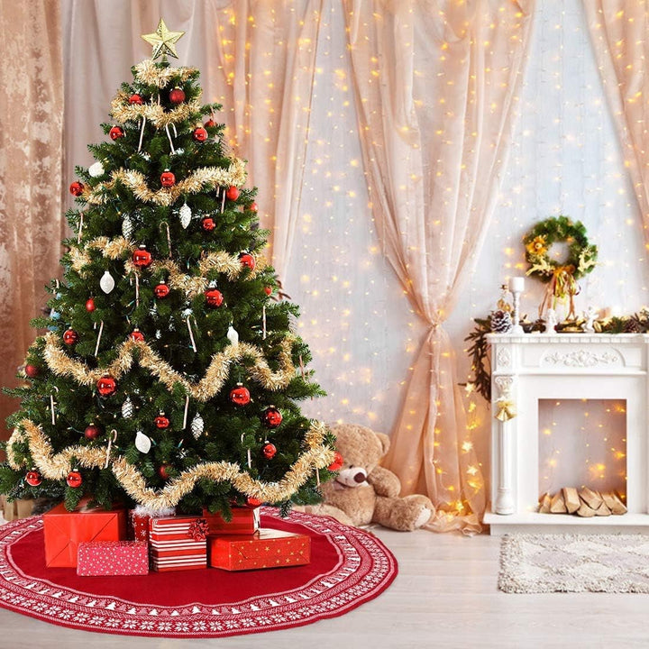 Dremisland Grosse Weihnachtsbaum Rock, 122cm Gestrickter Weihnachtsbaumdecke, Schneeflocken Baum Roc