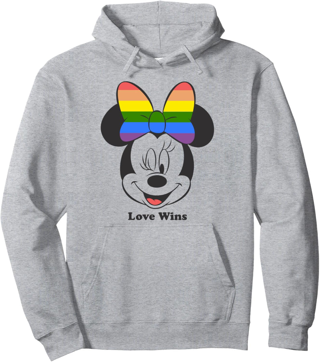 Disney Mickey And Friends Minnie Mouse Love Wins Rainbow Bow Pullover Hoodie