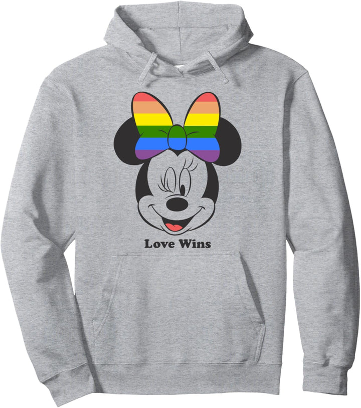 Disney Mickey And Friends Minnie Mouse Love Wins Rainbow Bow Pullover Hoodie
