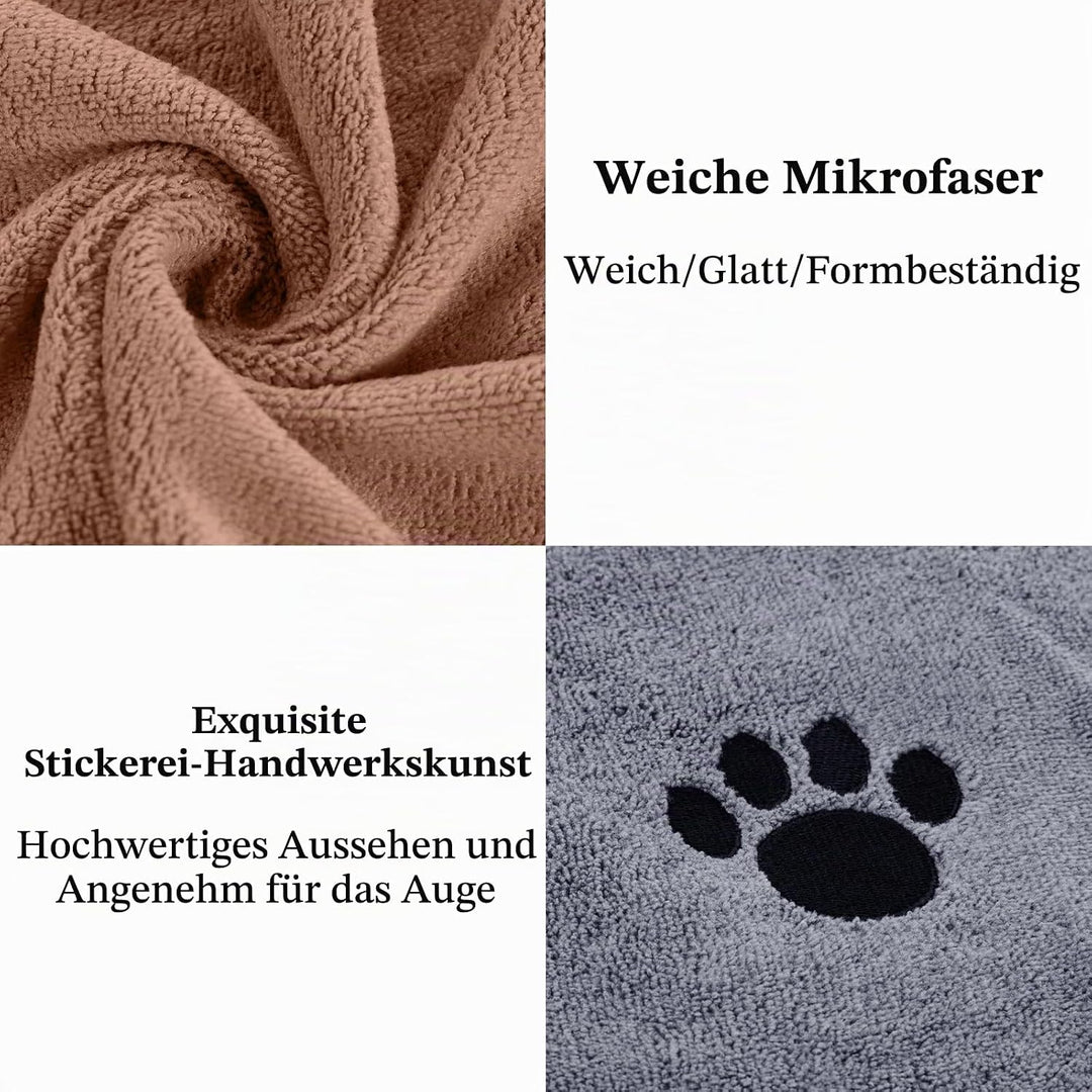 Hundehandtuch Set Extra Saugfähig, 2 Stück Mikrofaser Handtuch Hund Grosse Hunde und Katzen, 70x140c