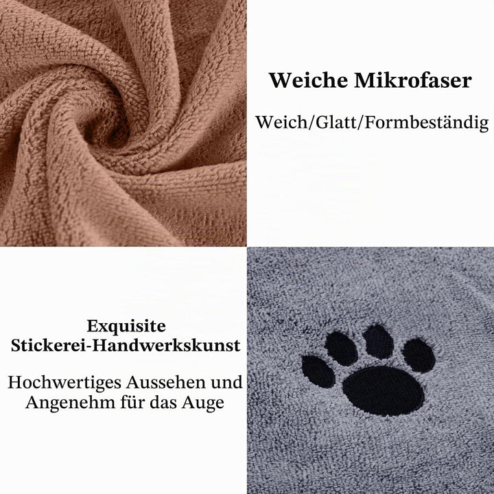 Hundehandtuch Set Extra Saugfähig, 2 Stück Mikrofaser Handtuch Hund Grosse Hunde und Katzen, 70x140c