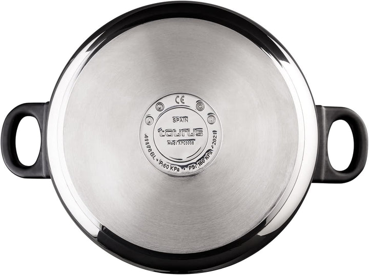 Taurus Classic Moments 8L Schnellkochtopf, Fassungsvermögen 8L, Druckregelventil, Kaltberührung, für