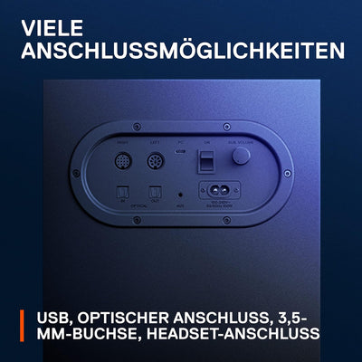 SteelSeries Arena 7 - 2.1-Gaming-Lautsprecher – 2-Wege-Lautsprecherdesign – Starke Bässe, Subwoofer