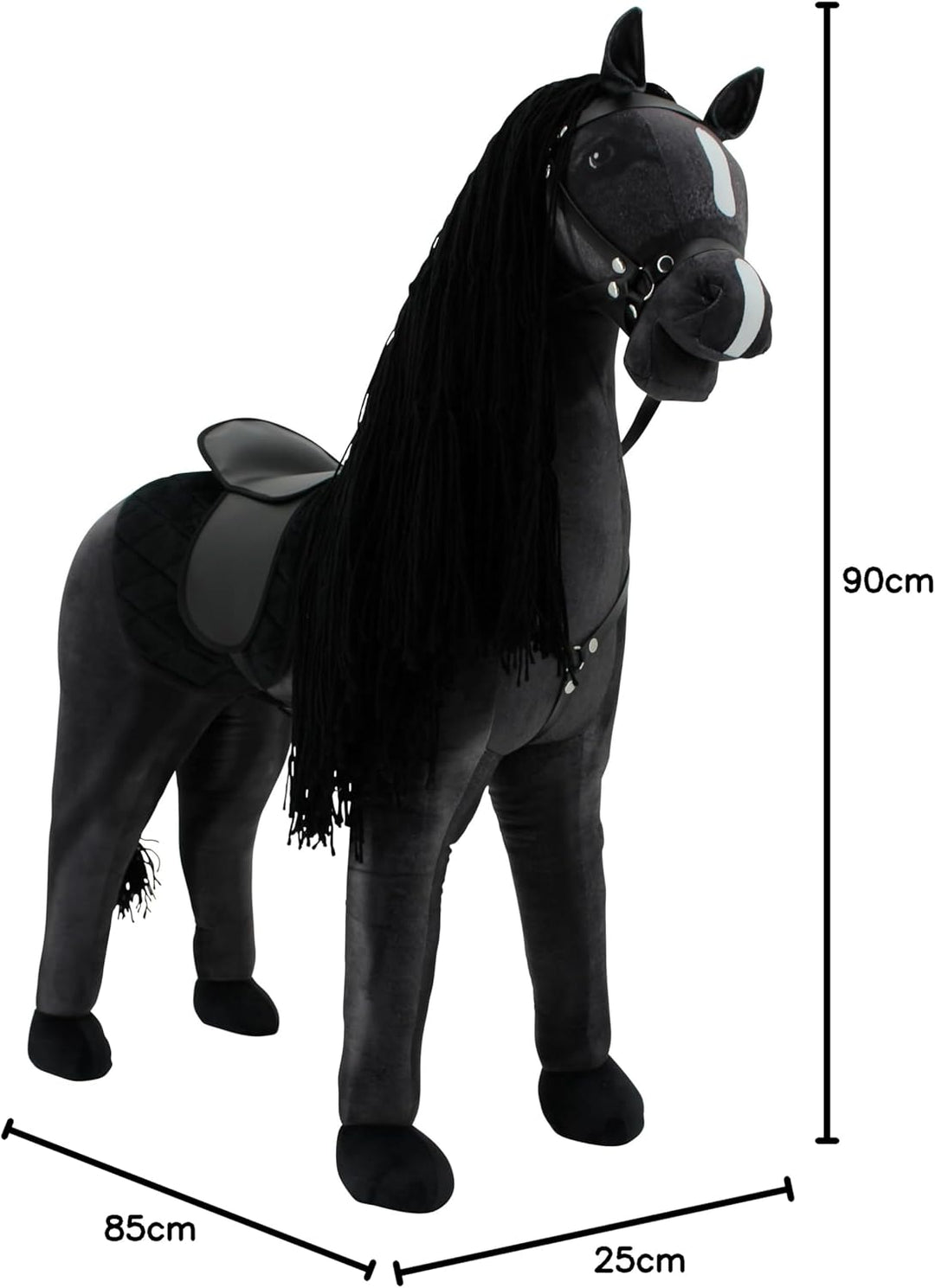 Sweety Toys Stehpferd zum Reiten- Plüschpferd Reittier Keine Montage erforderlich (schwarz), Schwarz