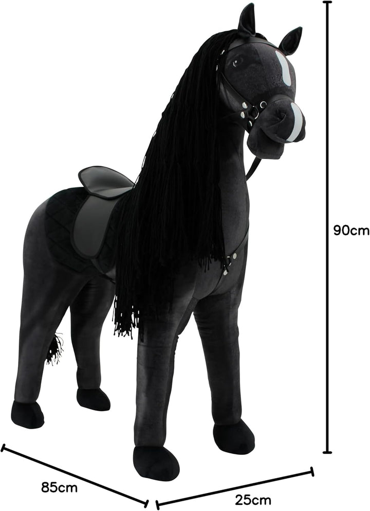 Sweety Toys Stehpferd zum Reiten- Plüschpferd Reittier Keine Montage erforderlich (schwarz), Schwarz