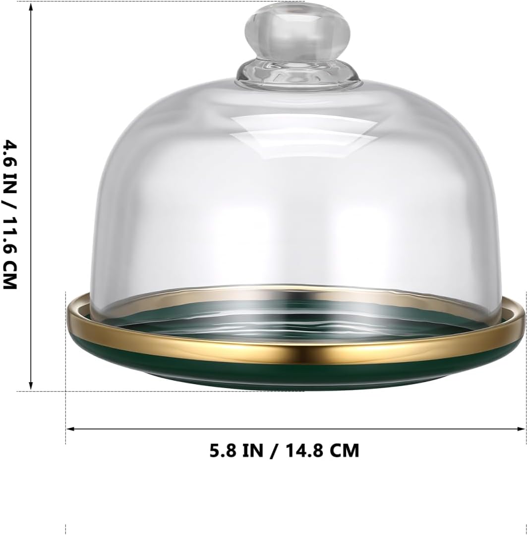 1 Set Kuchenständer Glasglocke Glas Käseglocke mit Keramik Teller Torten Glashaube Kuchenglocke Tort