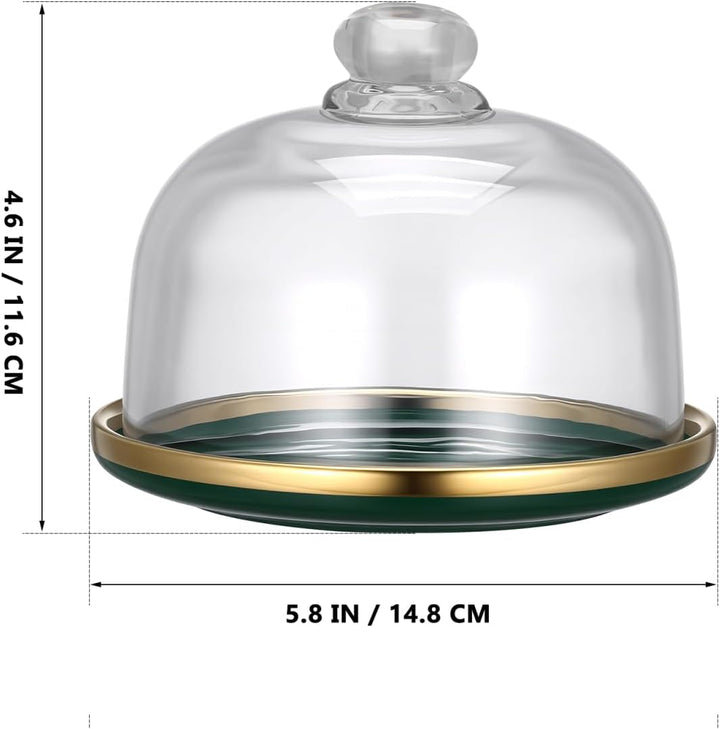 1 Set Kuchenständer Glasglocke Glas Käseglocke mit Keramik Teller Torten Glashaube Kuchenglocke Tort