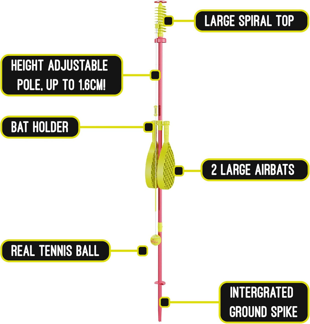 Swingball Classic Original | Rot und Gelb | Outdoor-Aktivitäten | Traditioneller Stock im Boden Set