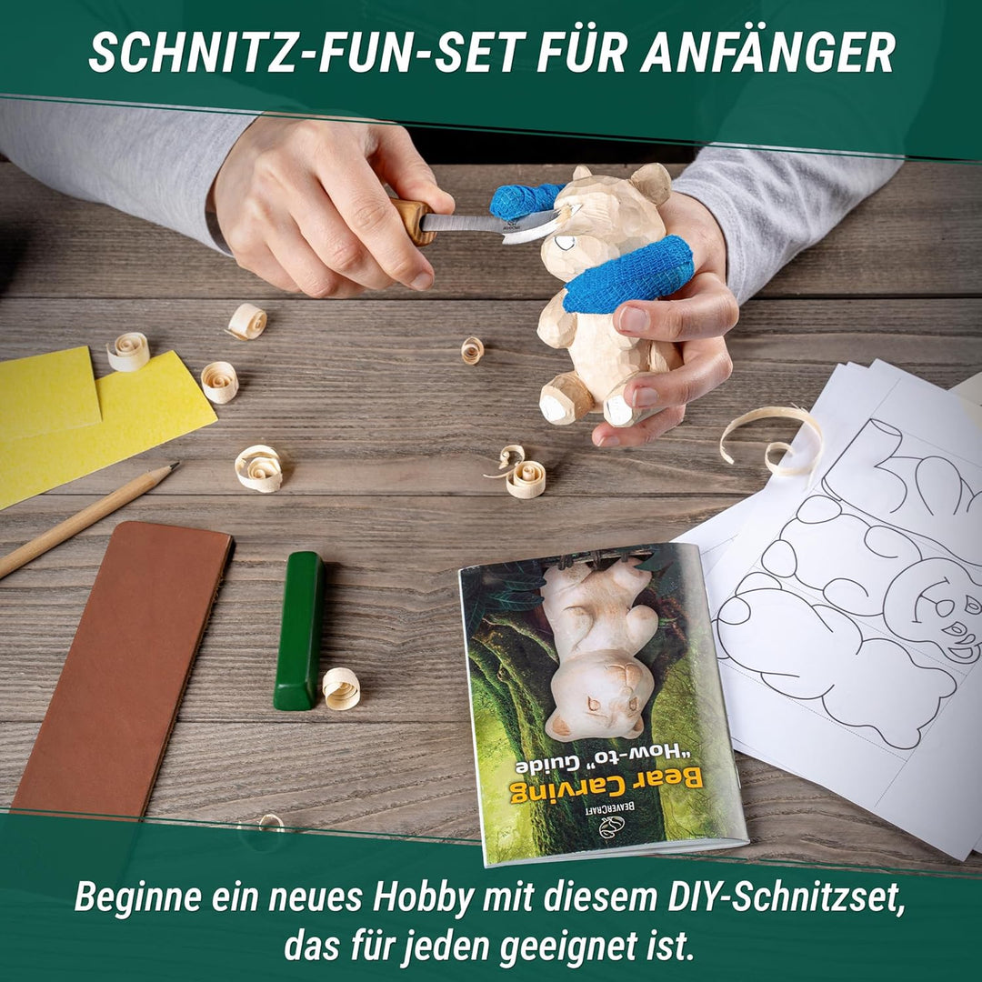 BeaverCraft Holzschnitzset für Anfänger DIY 05 Schnitzmesser Set Bärenschnitzset - Messer für Holzsc
