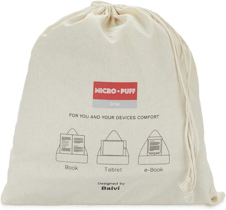 balvi Micro Puff Grau Farbe Kissen Tablette, Smartphone, E-Bücher Desenfundable Baumwolltasche Polye