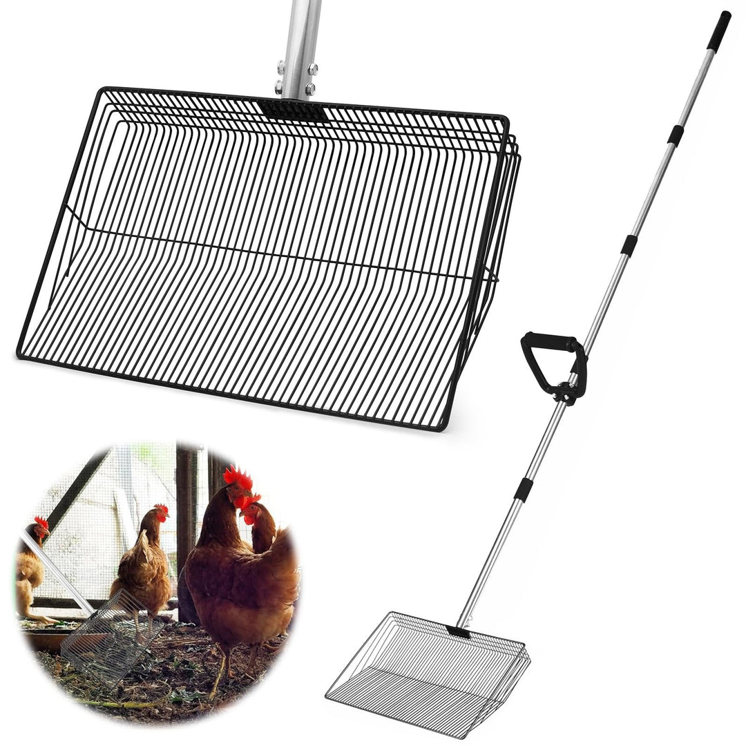 Extra grosse Haustierkotschaufel - 173 cm langer Griff mit D-Griff - 38 cm breite Metallschaufel für