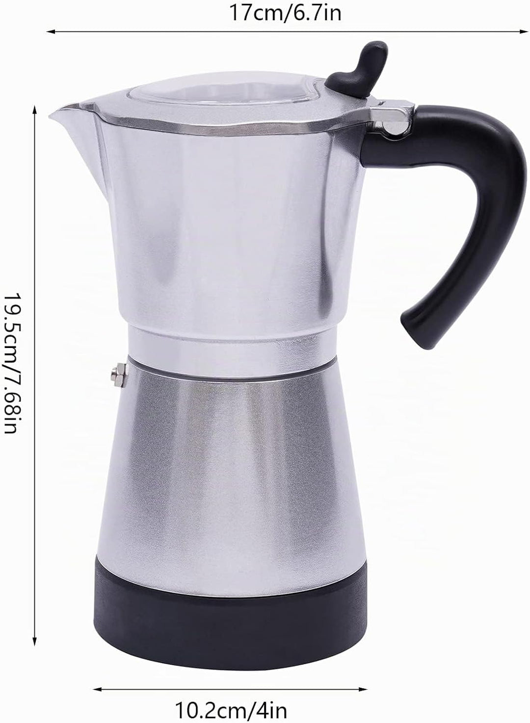 Espressokocher für 6 Tassen, 480W 300ml Elektrische Kaffeekocher mit 360° Basis Espressokanne Moka-K