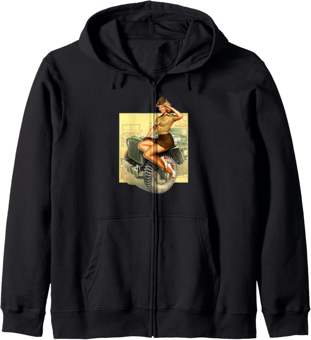 Pin-up-Girls Willys MB WW2 Poster Vintage Kapuzenjacke