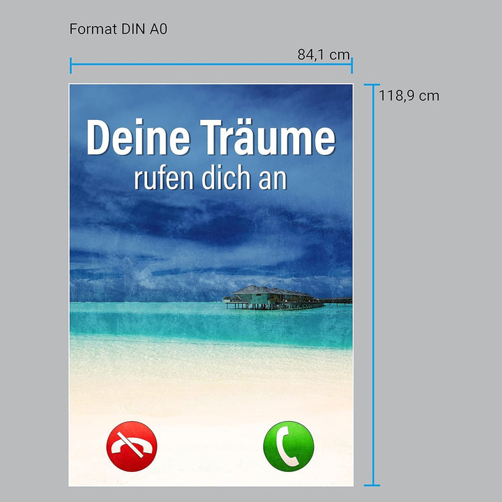 wandmotiv24 Poster als Wanddeko, Grösse Din A0, Deine Träume, Anruf, Karibik, Moderne Wanddeko, Wand