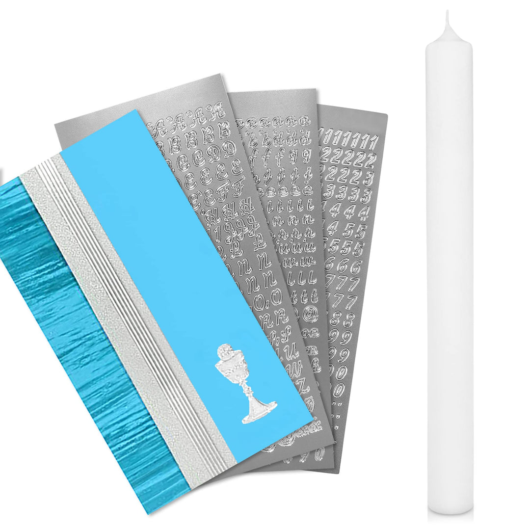 WIKAKERZEN Kerzen-Rohling Set für Taufe, Hochzeit oder Kommunion selbst gestalten inkl. Buchstaben z