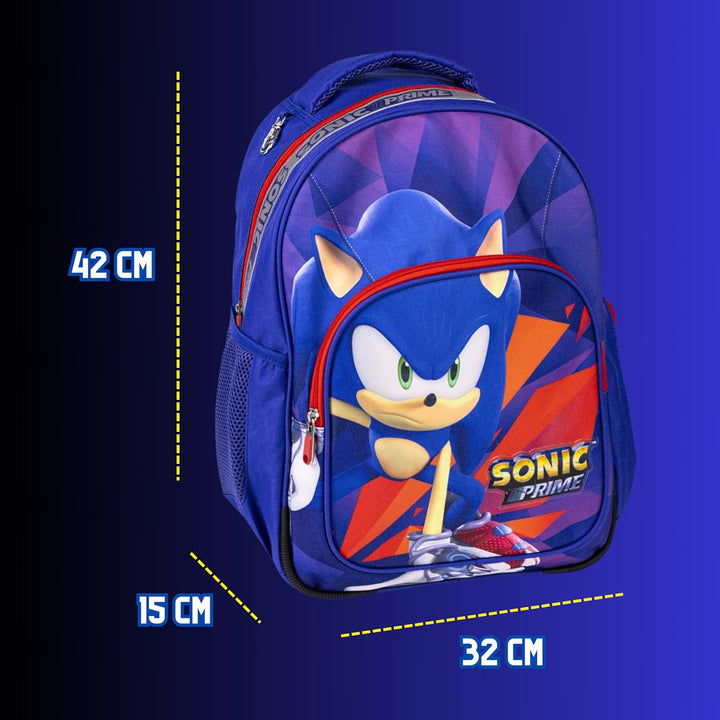 Sonic The Hedgehog Rucksack für Jungen, Kinderrucksack, Kinderturnbeutel, Schultasche, Sonic Prime R