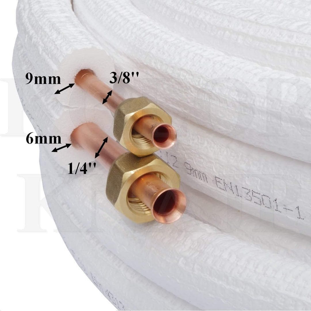 Kolor Kältemittelleitung Kupferrohr 1/4" 3/8" 1m bis 25m Klimaanlage Wärmepumpe R134a, R290, R407C,