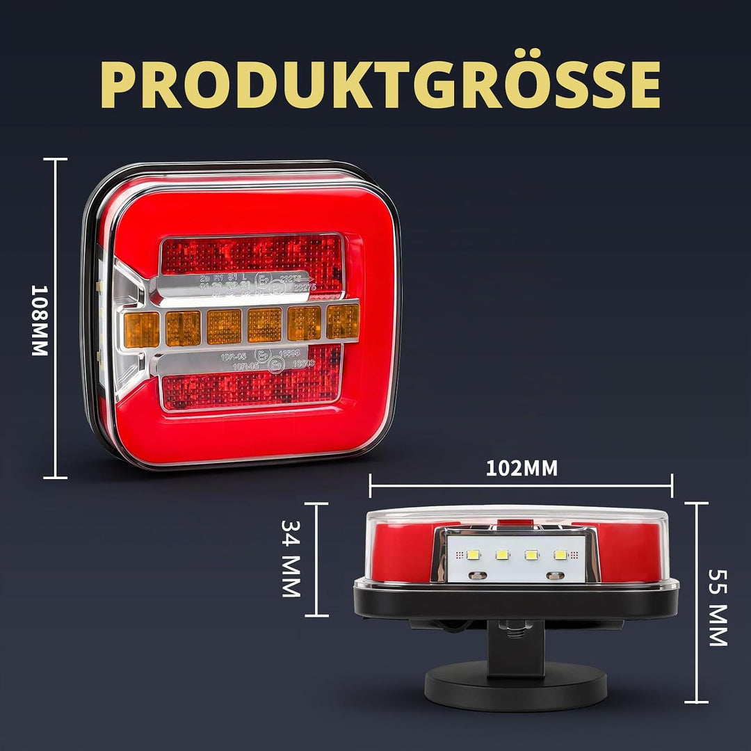 Qiping 2 Pack Kabelloss Anhängerbeleuchtung LED 12V Wireless Wasserdicht Wiederaufladbar Magnetische