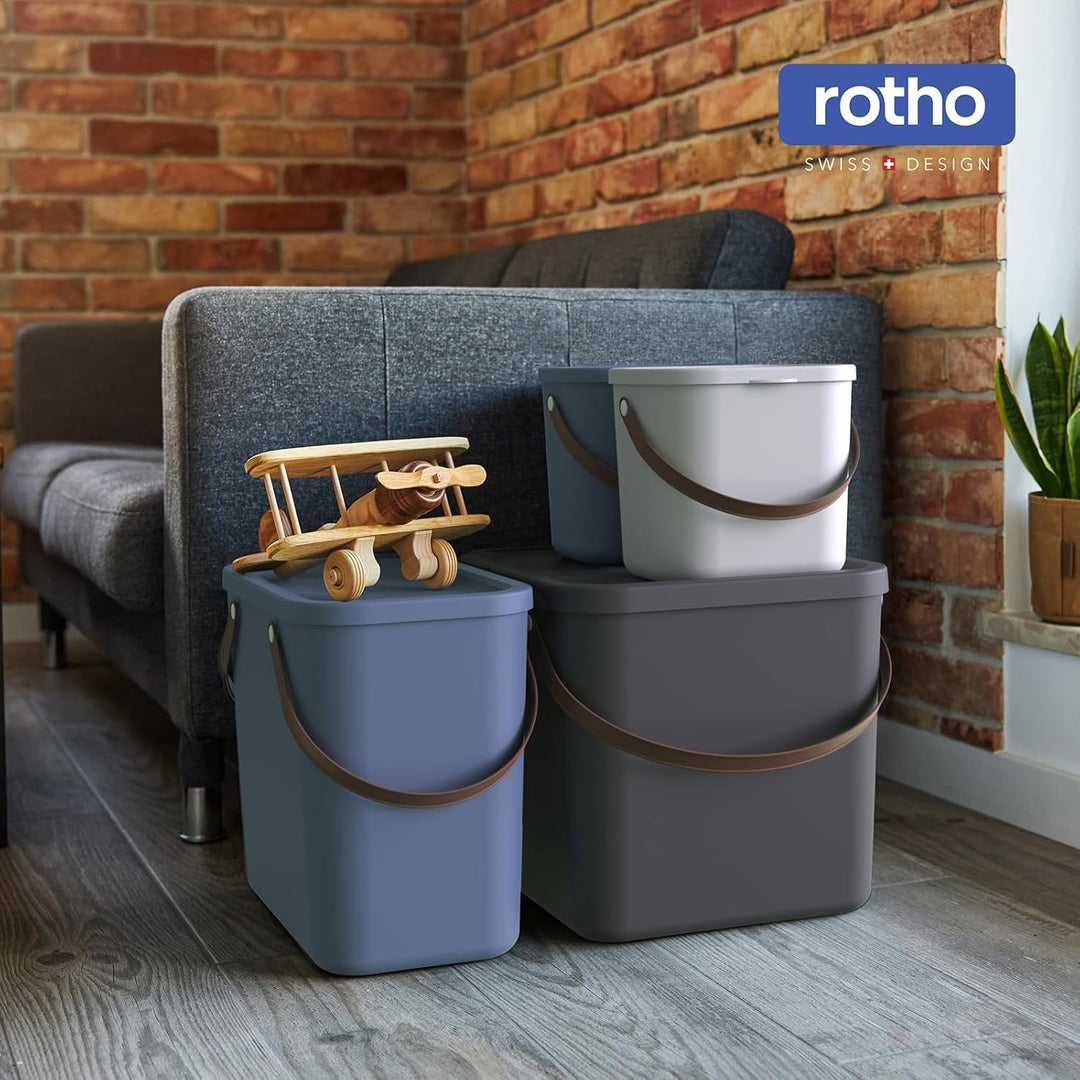 Rotho Albula Aufbewahrungsbox 25l mit Deckel, Kunststoff, Blau, Nicht zutreffend, Blau