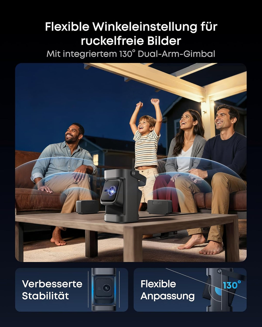 soundcore Nebula P1｜Mobiler Beamer mit abnehmbarem Lautsprecher und integriertem AV-System, 650 ANSI
