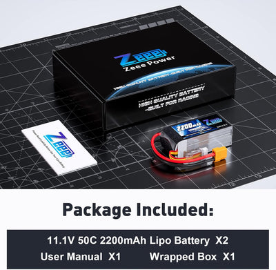 Zeee 3S Lipo Akku 50C 2200mAh 11,1V Kurze RC Batterie mit XT60 Stecker für RC Auto LKW RC Fahrzeuge