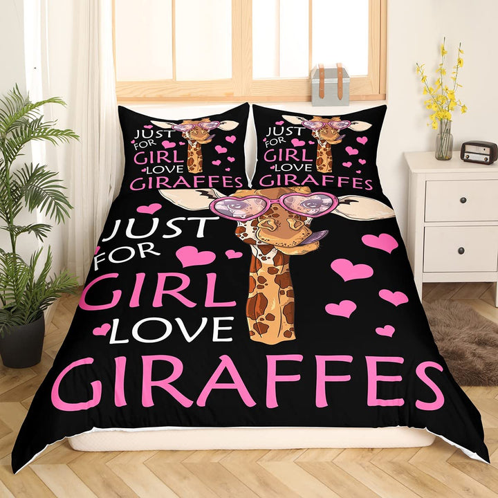 Giraffen-Bettwäsche-Set für Mädchen Geschenk 135 x 200 Bettbezug mit afrikanischen Safari-Tiern Mädc