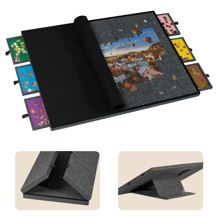 Tektalk klappbarer Puzzletisch mit Abdeckung, 3-Kippwinkel-Puzzleplateau, leichtes tragbares Filzpuz