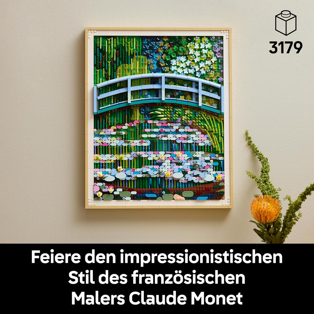 LEGO Art Claude Monet - Die Brücke über den Seerosenteich - Hängendes 3D Wandkunstwerk für die Wohnu