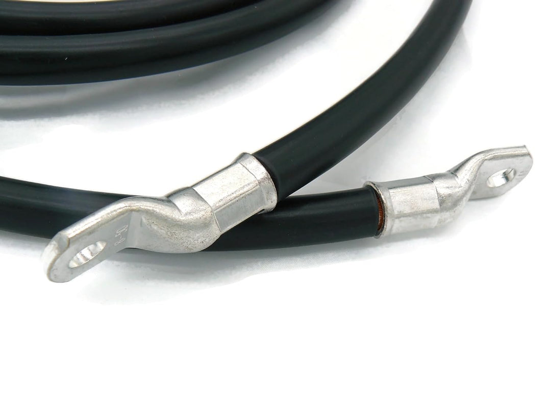 Exoda Batteriekabel 50 mm² 2,5m Schwarz mit M8 Kabelschuhen flexibles 99 Prozent Kupferkabel für zuv