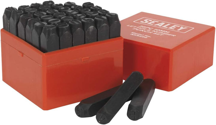 SEALEY ak8298 Buchstabe & Anzahl Punch Set Stanzen 10 mm 10 mm Rot, 10 mm Rot