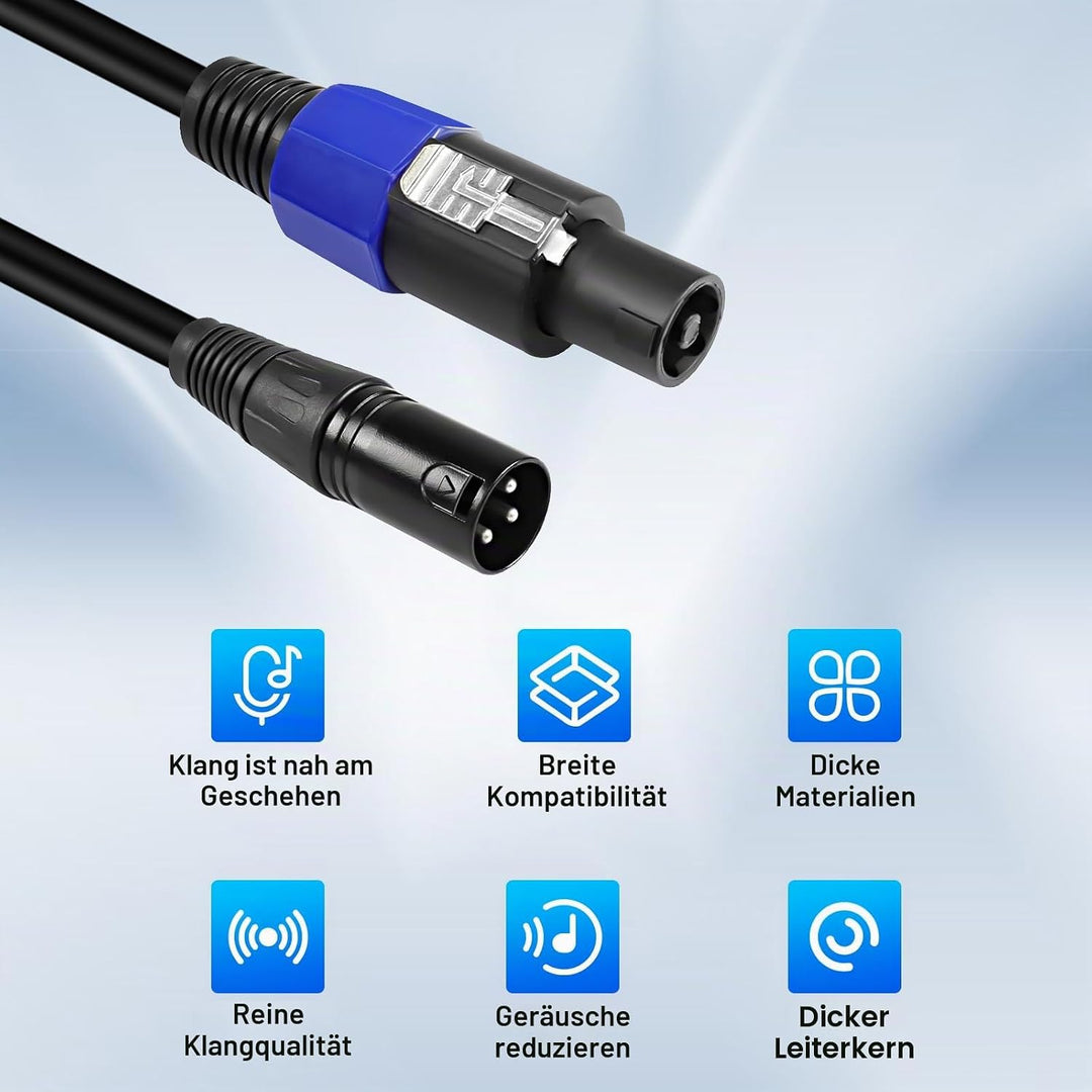 XMSJSIY Speakon zu XLR Kabel Audio Jack Speakon Stecker zu XLR 3Pin Stecker Mikrofon Verlängerung Le