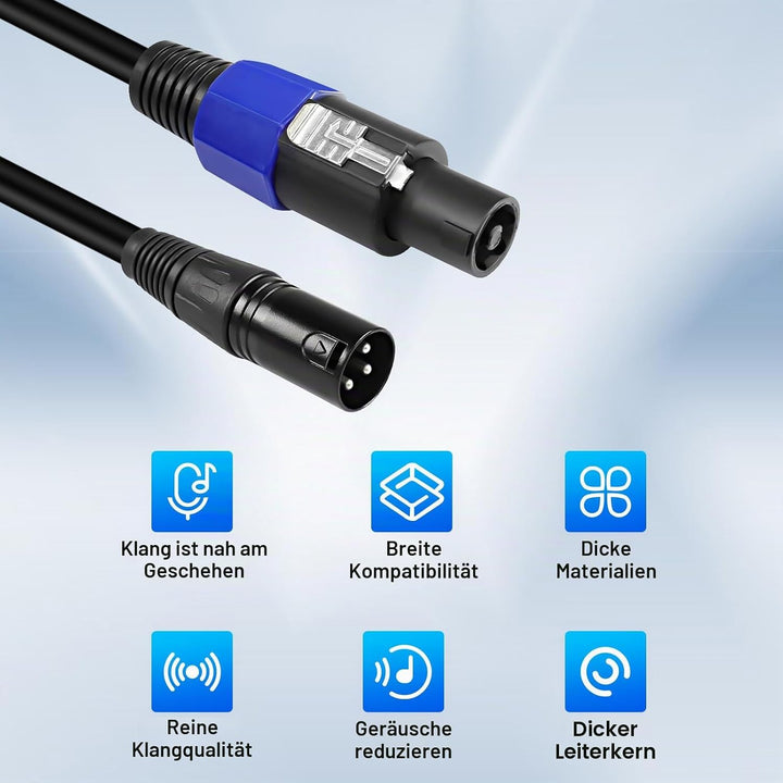 XMSJSIY Speakon zu XLR Kabel Audio Jack Speakon Stecker zu XLR 3Pin Stecker Mikrofon Verlängerung Le