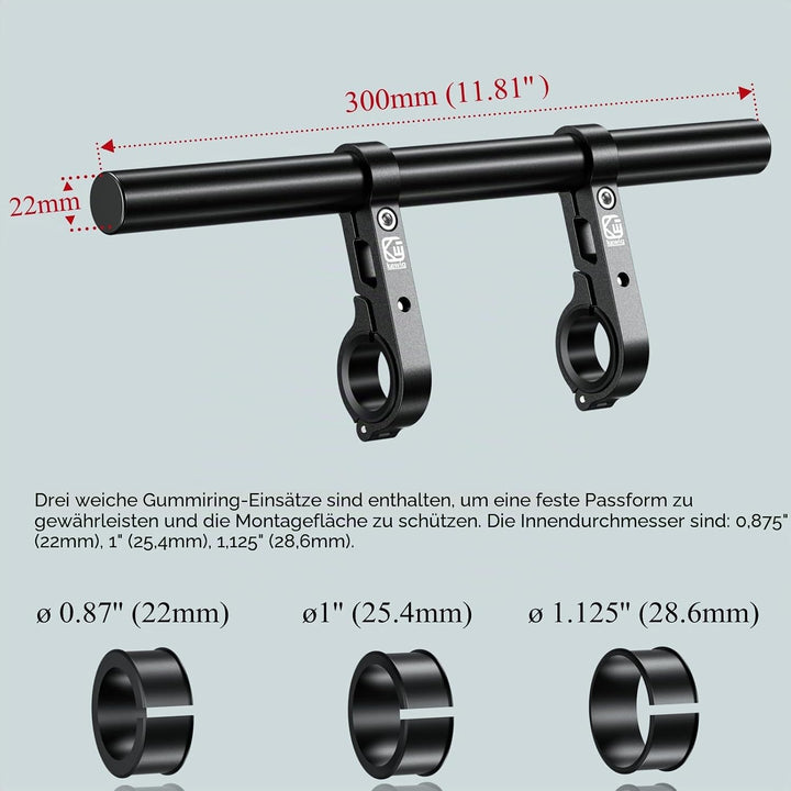 BRCOVAN Aluminiumlegierung Lenker Erweiterung mit 300mm Langer Querstange, Lenkerverlängerung mit Do