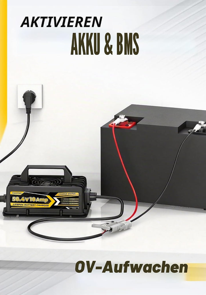 58,4V 10A LiFePO4 Lithium Batterie Ladegerät für 48V(51,2V) Lithium Eisenphosphat, Ladegerät für Lit