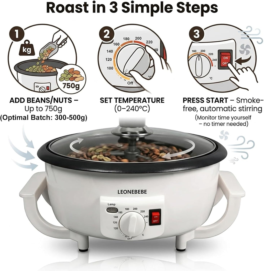 Home Kaffeeröster, Haushalt Elektrischer Kaffeebohne Baker Nuss Erdnuss Cashew Kastanien Röstmaschin