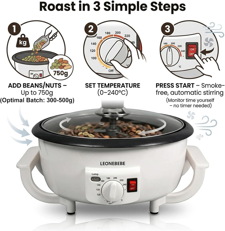 Home Kaffeeröster, Haushalt Elektrischer Kaffeebohne Baker Nuss Erdnuss Cashew Kastanien Röstmaschin