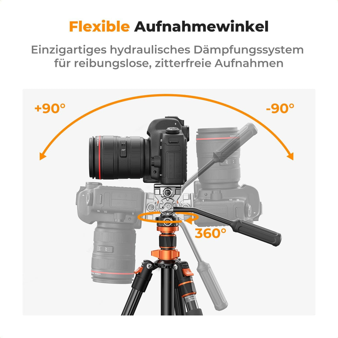 Kamera Stativ,K&F Concept Videostativ Video Tripod mit Fluidkopf,200cm Kamera Stativ, Tripod für unt