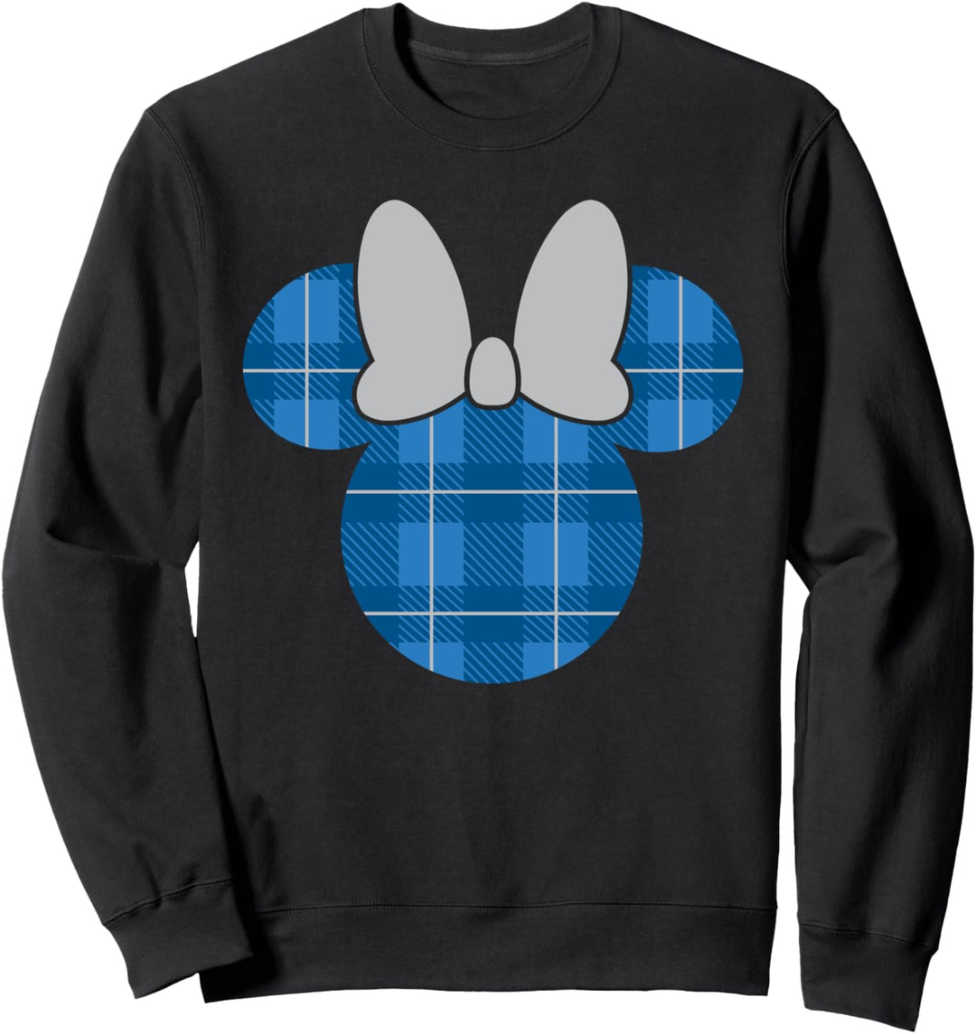 Disney Minnie Mouse Icon Blue Holiday Plaid Sweatshirt