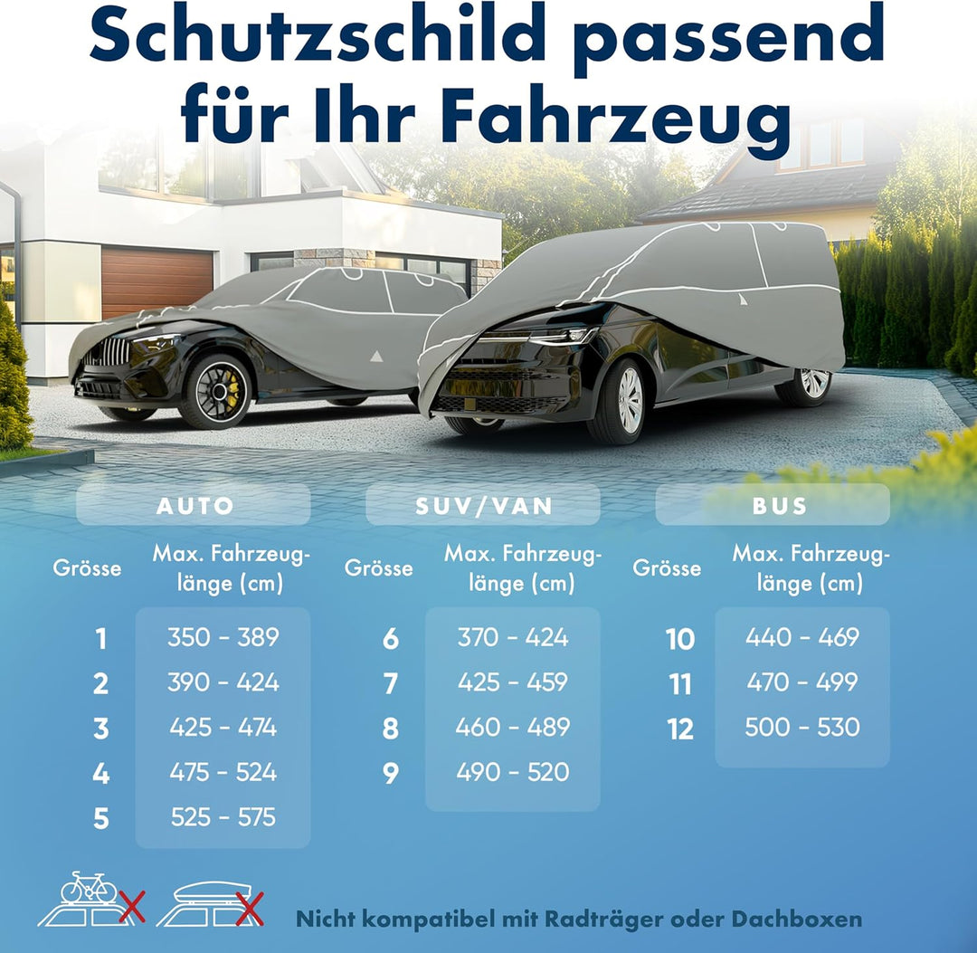 WALSER Premium Hagelschutz Abdeckplane Auto, Auszeichnung Sehr Gut* Hagelschutzplane, TÜV geprüfte*