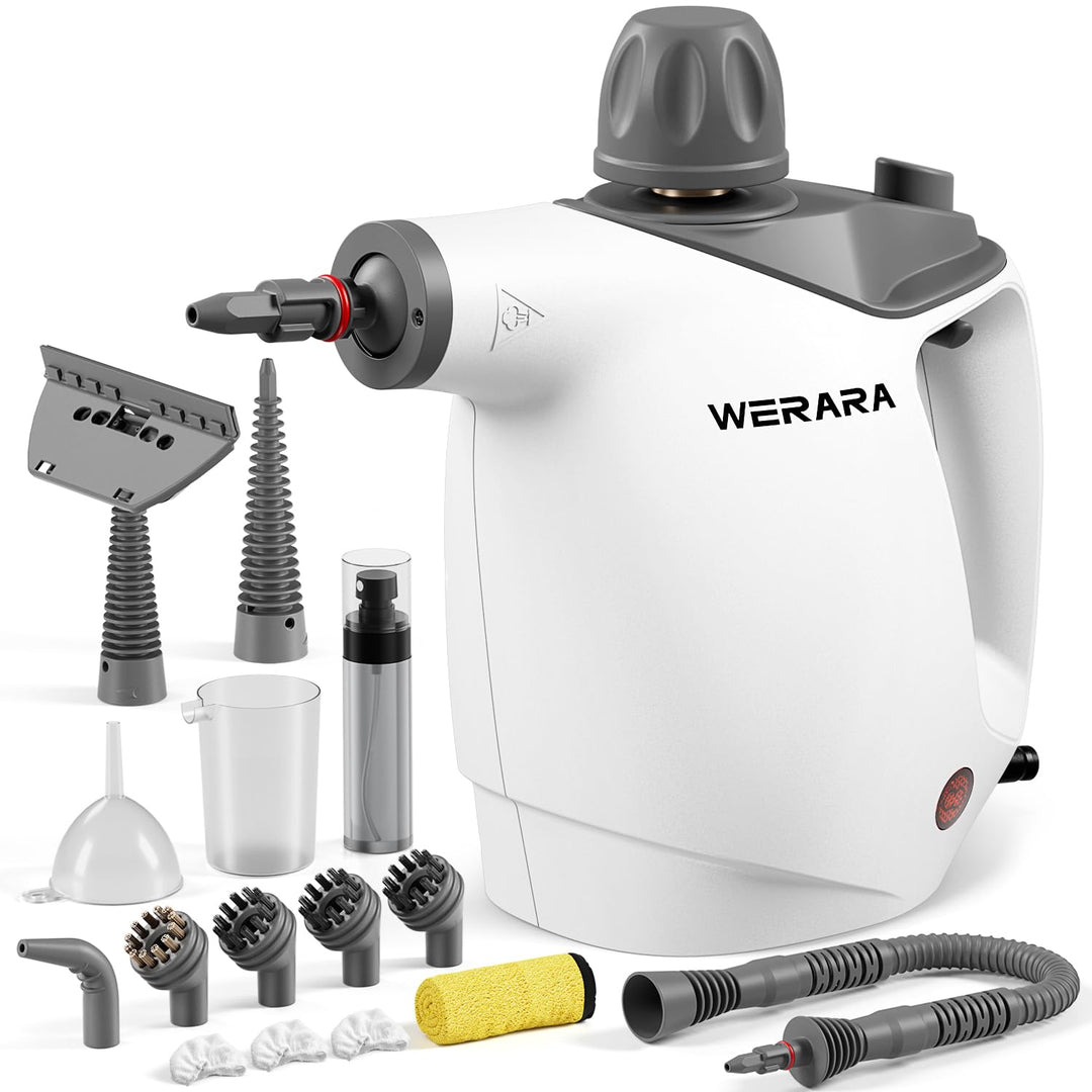 Dampfreiniger Handgerät,500 ml Steam Cleaner, 1050 Watt Hochdruckfunktion, mit 16 Zubehörteilen und