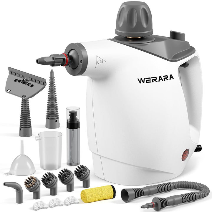 Dampfreiniger Handgerät,500 ml Steam Cleaner, 1050 Watt Hochdruckfunktion, mit 16 Zubehörteilen und