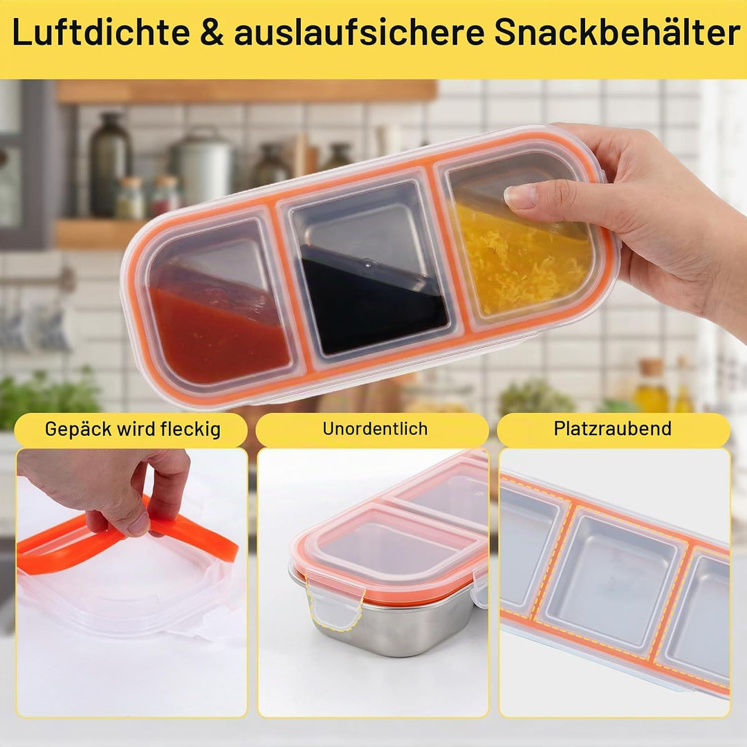 Snackbox mit Fächern Edelstahl 2 Stück 600ml und 700ml Snackbox Edelstahl mit Deckel Auslaufsicher B